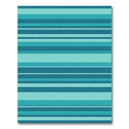 Ocean Blue Aqua Striped Rug