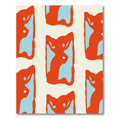 Bold Orange Blue Abstract Figures Rug