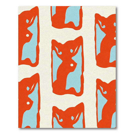 Bold Orange Blue Abstract Figures Rug