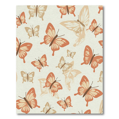 Warm Coral Butterfly Meadow Rug