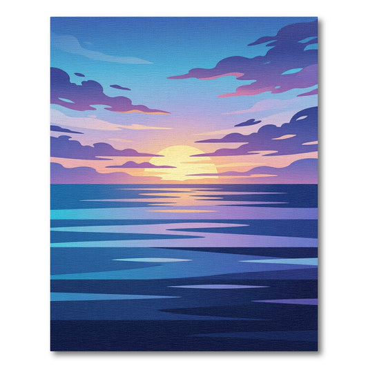 Vibrant Purple Sunset Water Reflection Rug