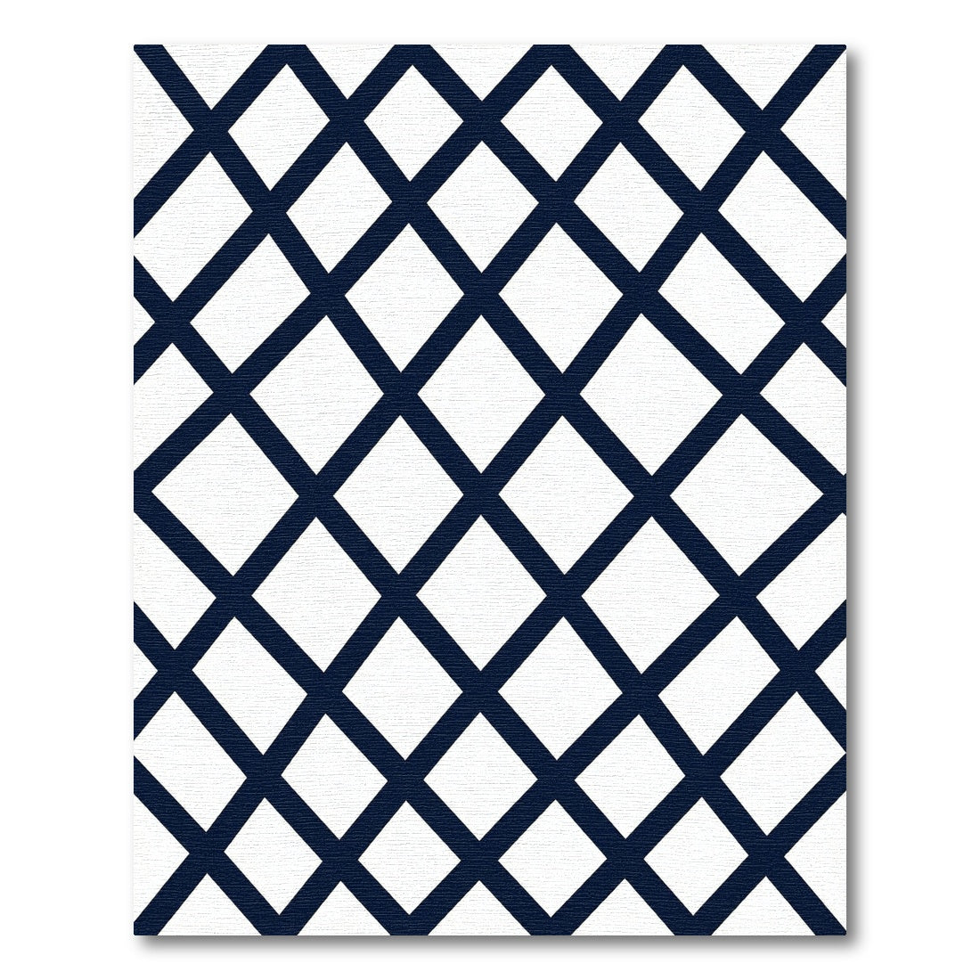 Bold Navy Geometric Diamond Grid Rug