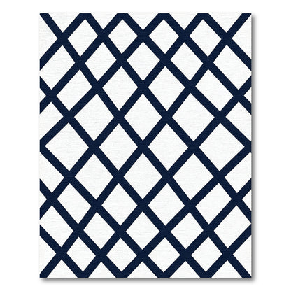 Bold Navy Geometric Diamond Grid Rug