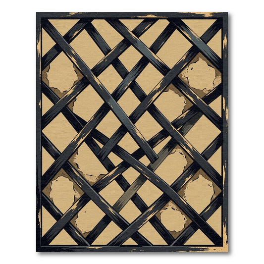 Charcoal and Tan Geometric Lattice Rug