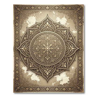 Elegant Sepia Ornate Floral Mandala Rug