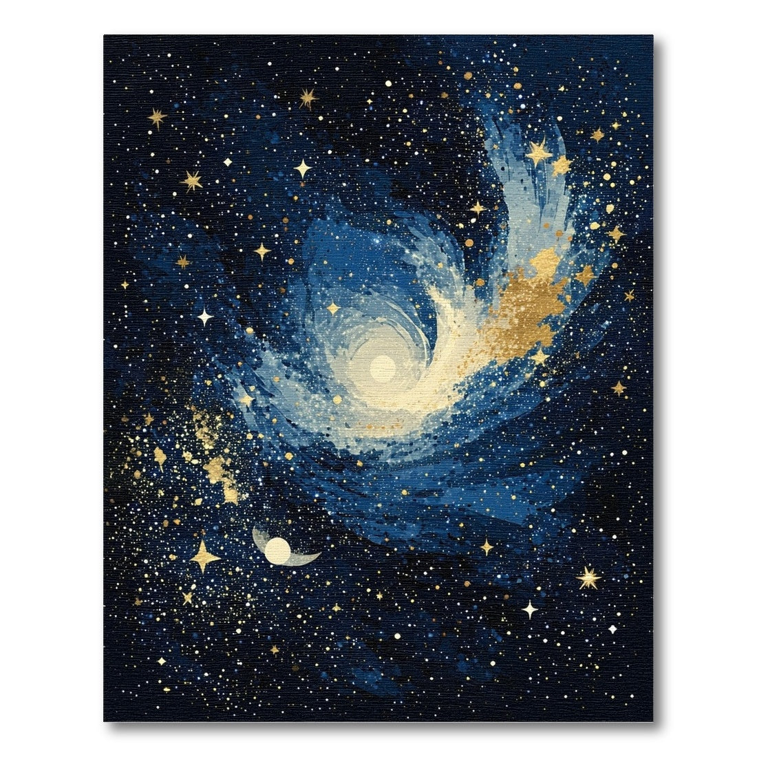 Navy Galaxy Swirl Stars Moon Rug