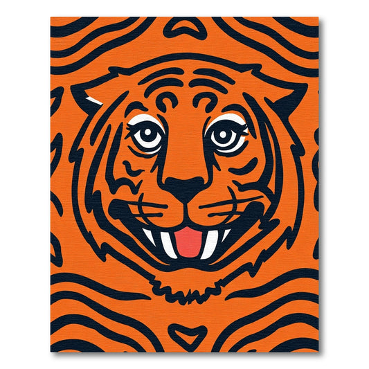 Bold Orange Tiger Face Stripes Rug