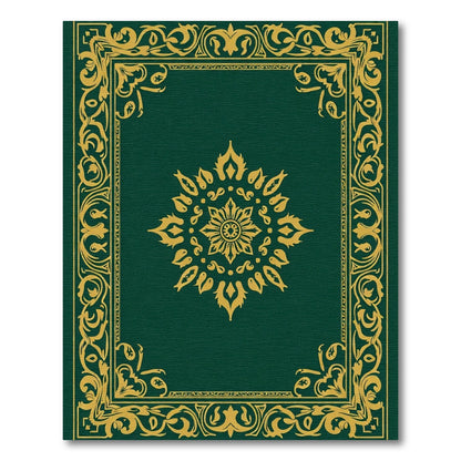 Dark Green Golden Medallion Mandala Rug