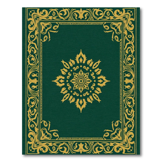 Dark Green Golden Medallion Mandala Rug