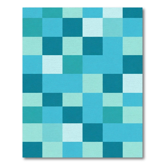 Oceanic Blue Teal Checkerboard Squares Rug
