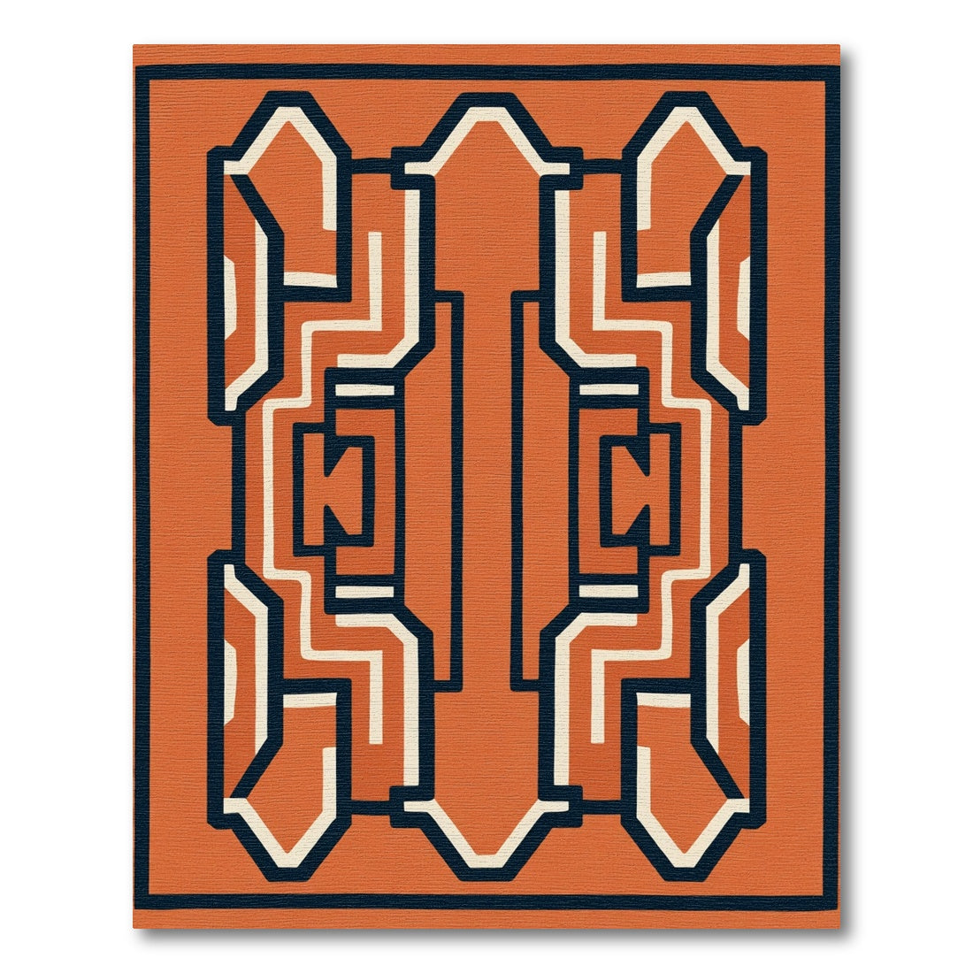 Bold Orange Geometric Maze Rug