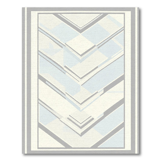Sleek Gray Geometric Chevron Rug
