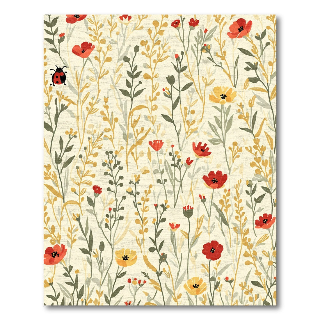 Whimsical Ladybug Meadow Floral Rug