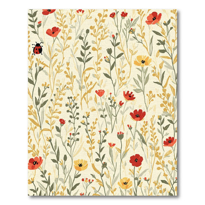 Whimsical Ladybug Meadow Floral Rug
