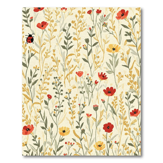 Whimsical Ladybug Meadow Floral Rug