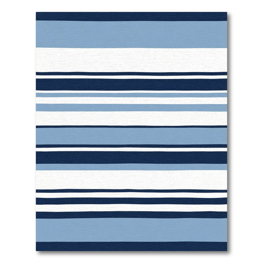 Nautical Navy Sky White Stripes Rug