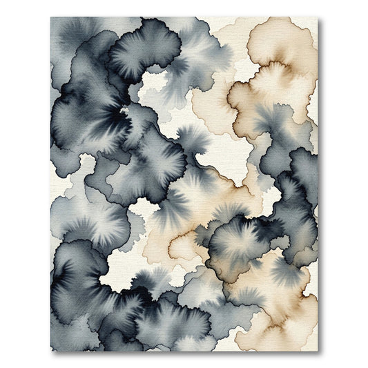 Ethereal Gray and Beige Ink Wash Rug