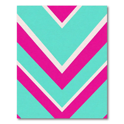 Bright Pink Teal Chevron Stripes Rug
