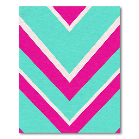 Bright Pink Teal Chevron Stripes Rug