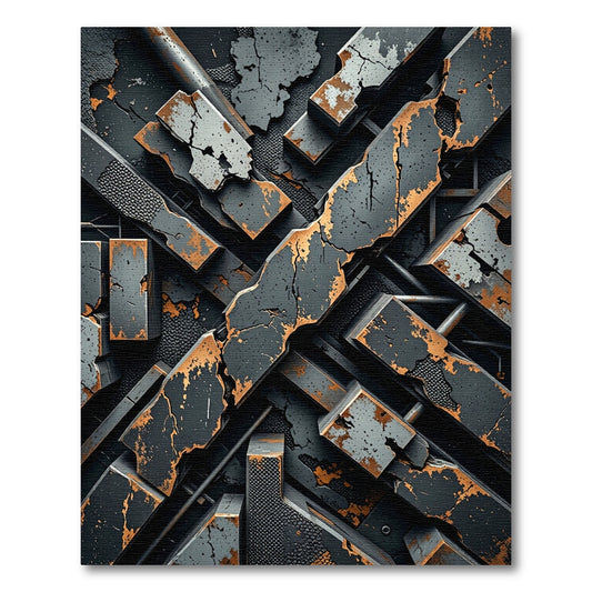 Industrial Concrete Crossed Beam Texture Rug