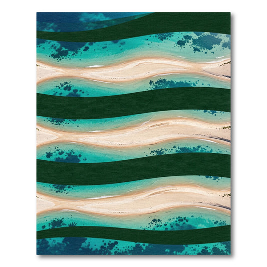 Teal Ocean Wave Horizontal Stripe Rug