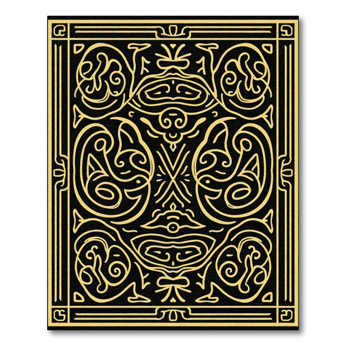 Bold Yellow Contoured Tribal Outline Rug