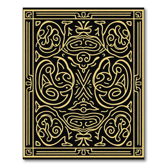 Bold Yellow Contoured Tribal Outline Rug