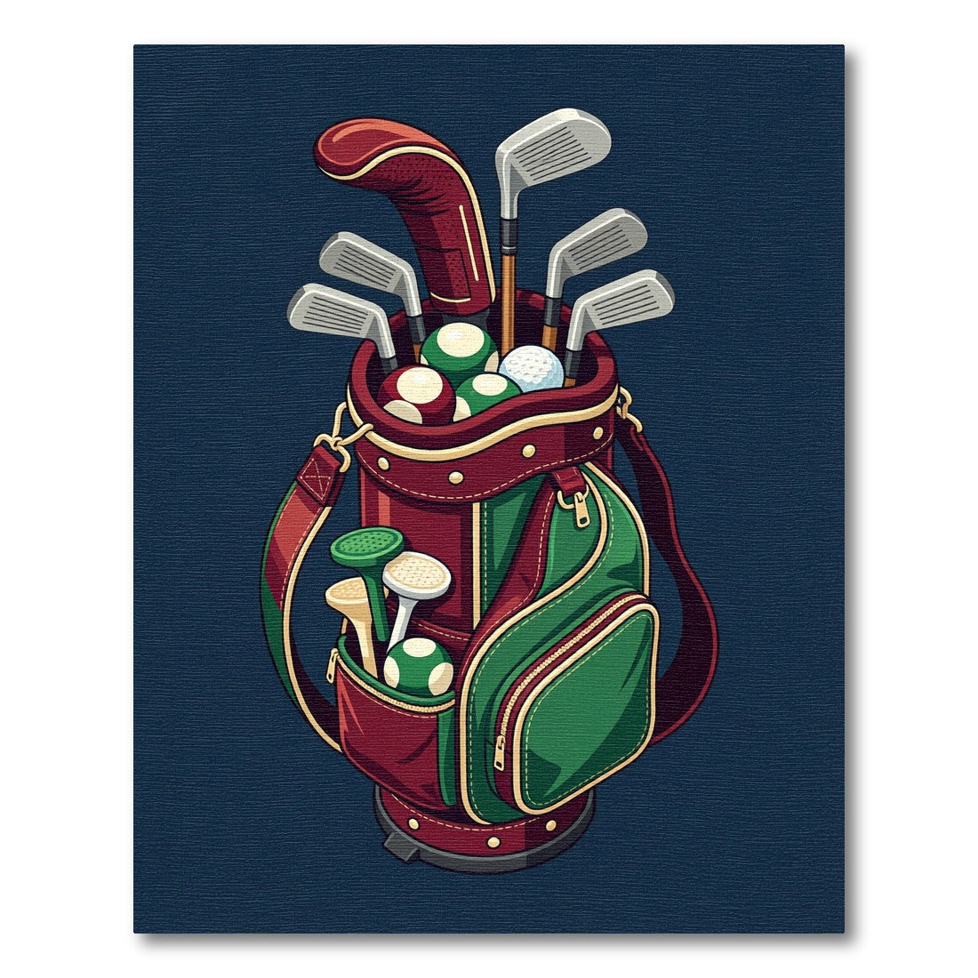 Whimsical Red Green Golf Bag Rug