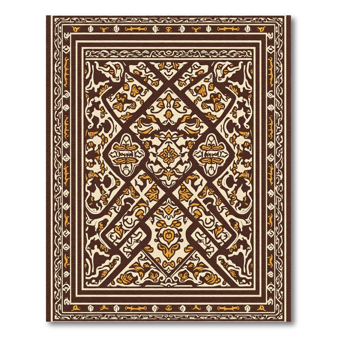 Dark Red Cream Ornamental Filigree Rug
