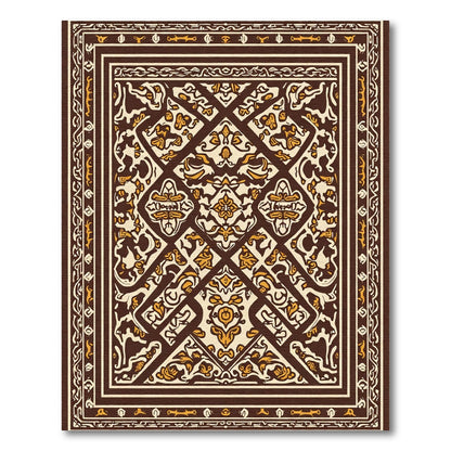 Dark Red Cream Ornamental Filigree Rug