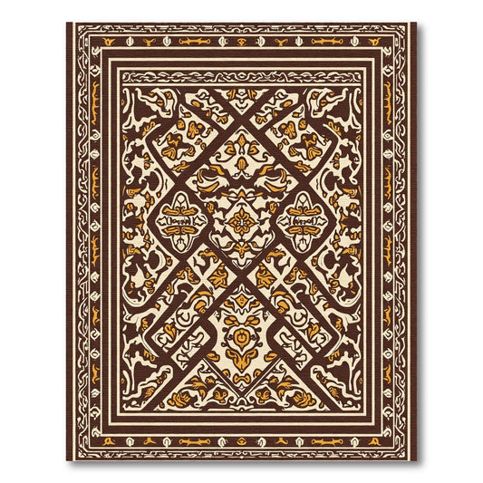 Dark Red Cream Ornamental Filigree Rug