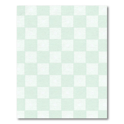 Pale Green Checkered Minimalist Rug