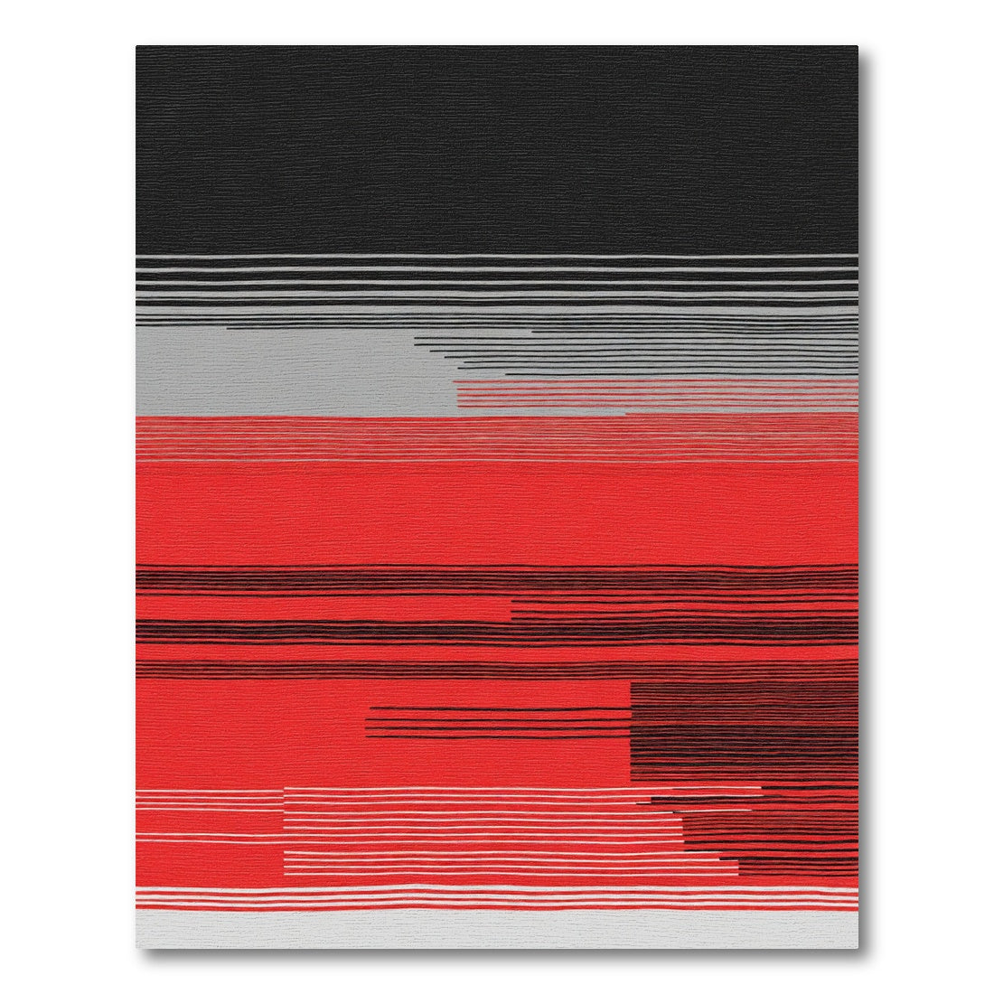 Abstract Red Black White Stripe Rug