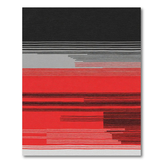 Abstract Red Black White Stripe Rug