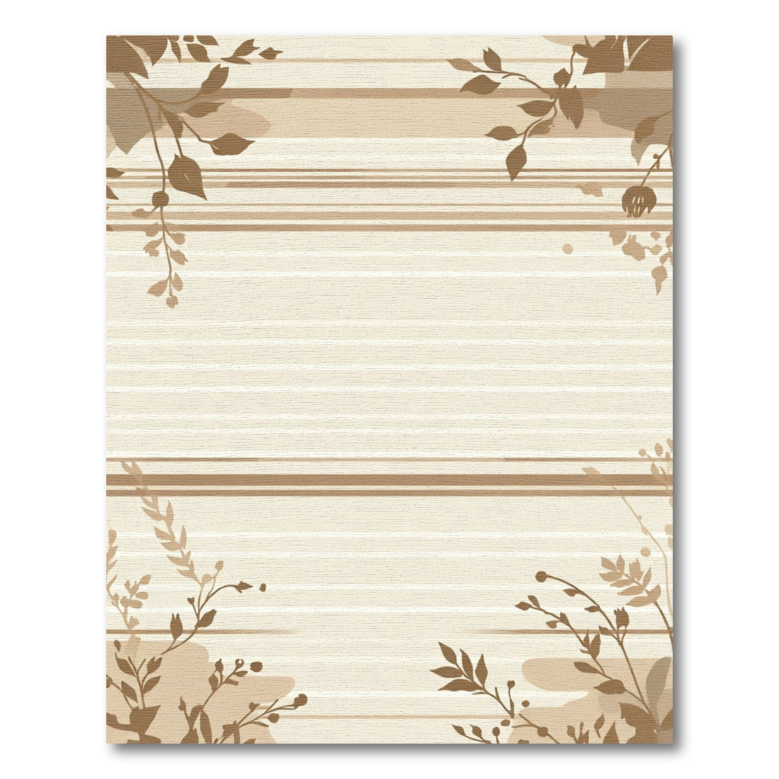 Brown Floral Horizontal Stripe Accent Rug