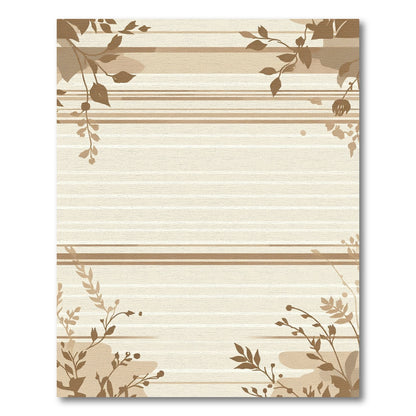 Brown Floral Horizontal Stripe Accent Rug