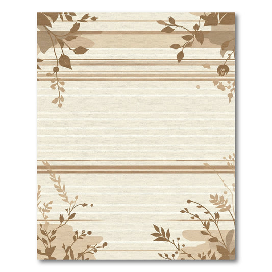 Brown Floral Horizontal Stripe Accent Rug