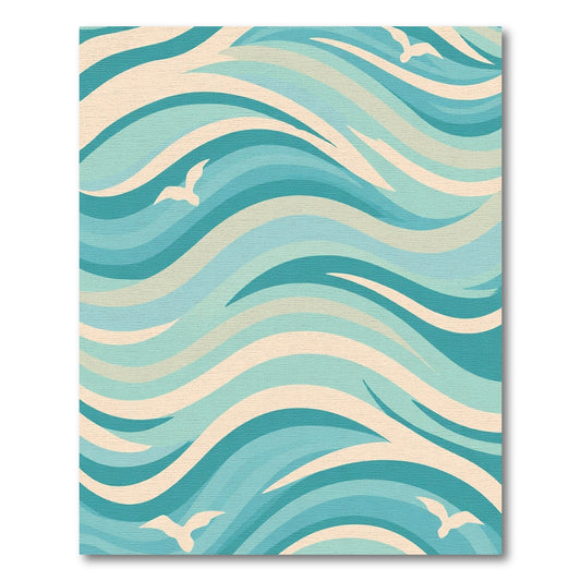 Coastal Blue Seagull Wave Rug