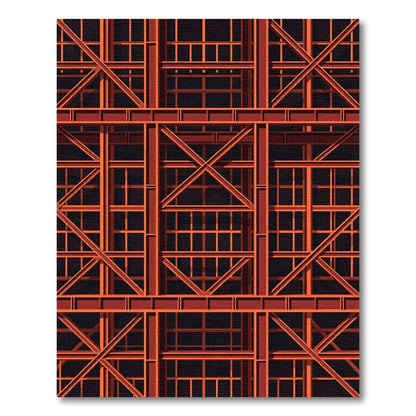 Industrial Orange Steel Grid Rug