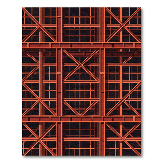 Industrial Orange Steel Grid Rug