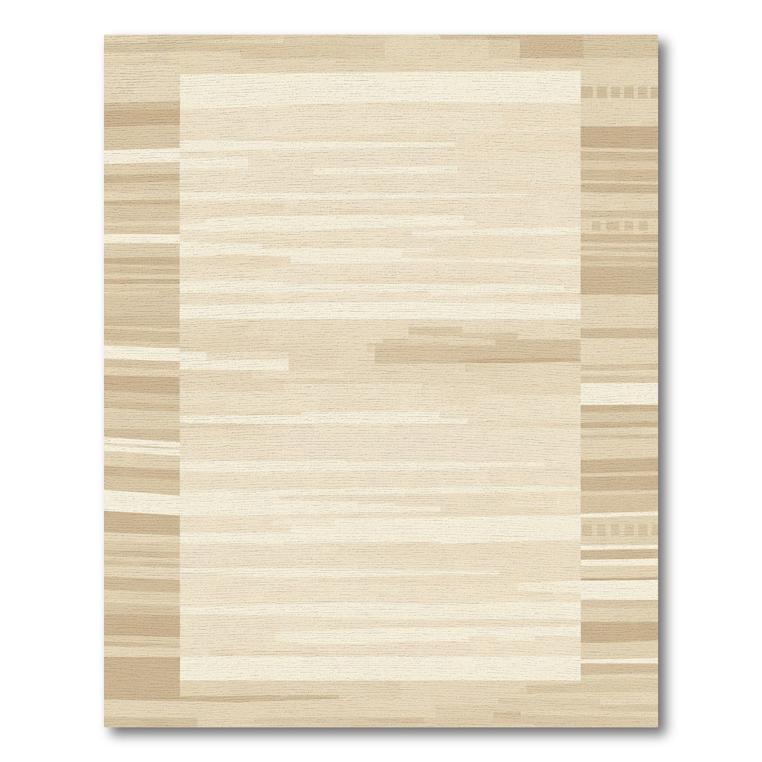 Soft Beige Horizontal Stripe Border Rug