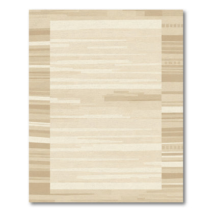 Soft Beige Horizontal Stripe Border Rug