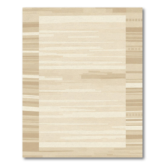 Soft Beige Horizontal Stripe Border Rug