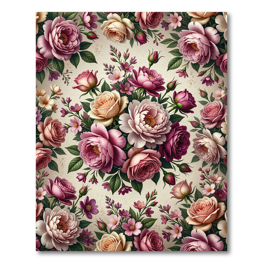 Romantic Dusty Rose Floral Bouquet Rug