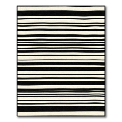 Bold Contemporary Ivory Black Stripes Rug