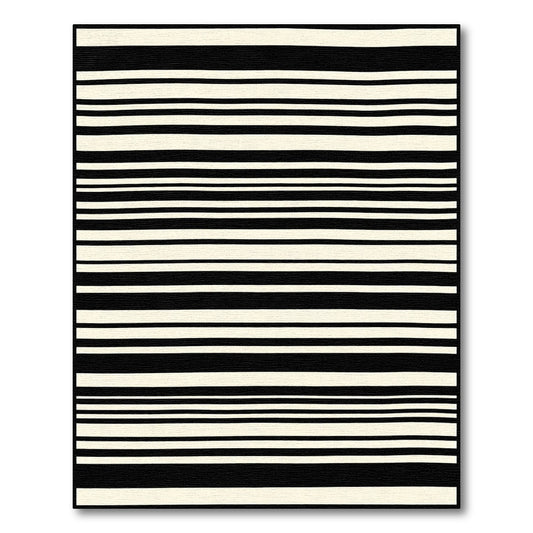 Bold Contemporary Ivory Black Stripes Rug