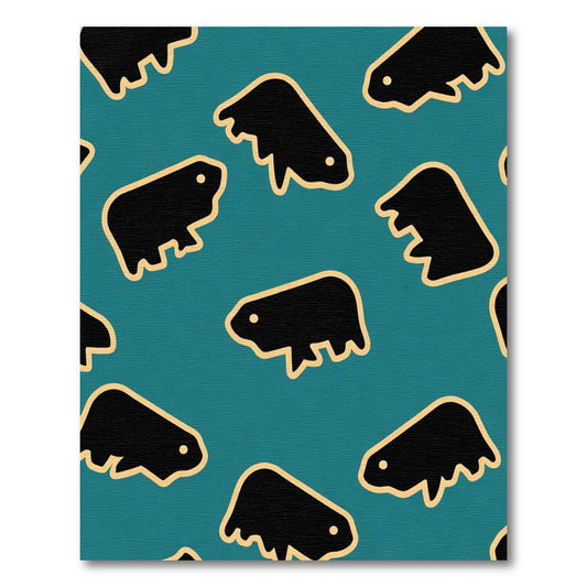 Teal Buffalo Silhouette Repeat Rug