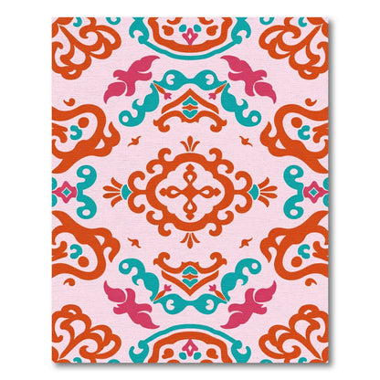 Crimson Teal Pink Ornamental Medallion Rug