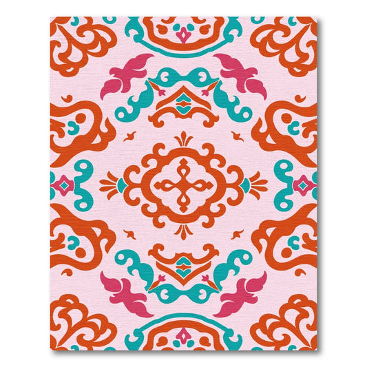 Crimson Teal Pink Ornamental Medallion Rug