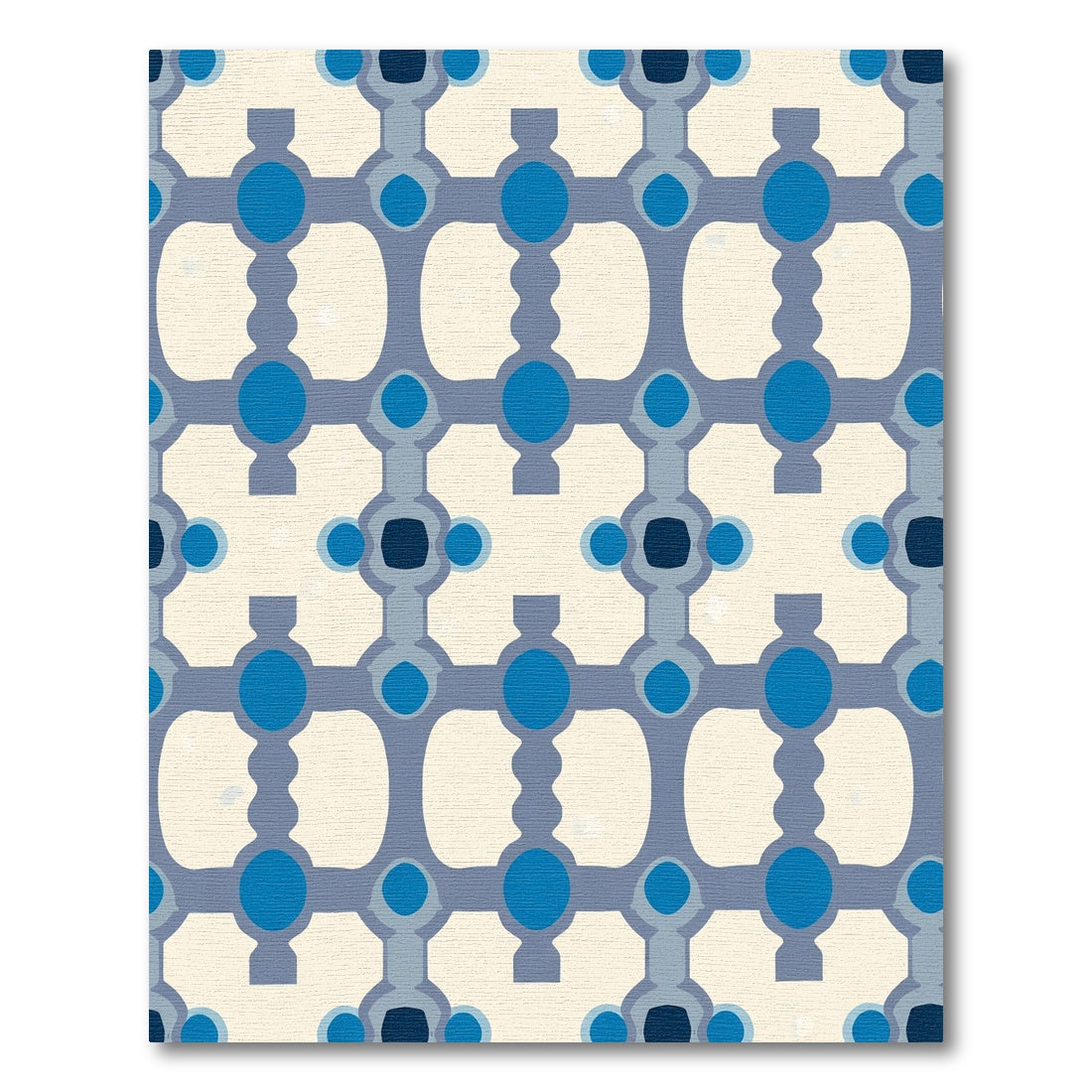 Blue Ochre Geometric Lattice Rug